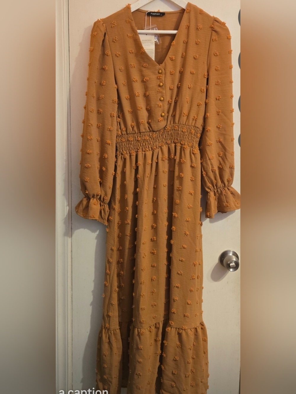 Fashion Textured Button-Front Maxi Dress Size SMALL